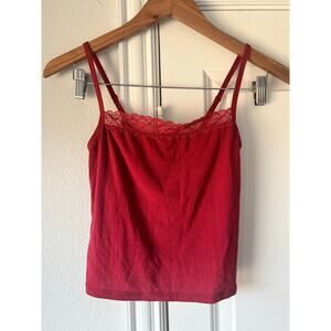 NWOT Womens Auden Red Lace Cami Pajama Top Soft Modal Tank Top | Size Small